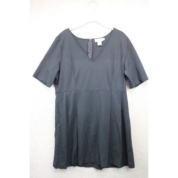 Vineyard Vines V Neck Black Dress-Size 16-Goth-Witchy-Back Zip - Picture 1 of 8